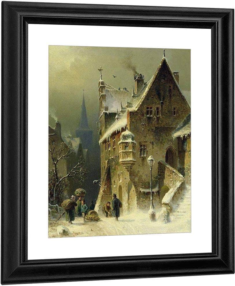 A Small Town In The Rhine By August Eduard Schliecker Fine Art Print