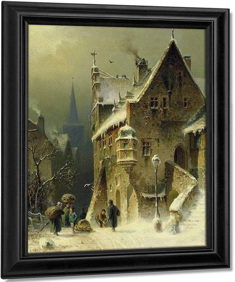 A Small Town In The Rhine By August Eduard Schliecker Fine Art Print
