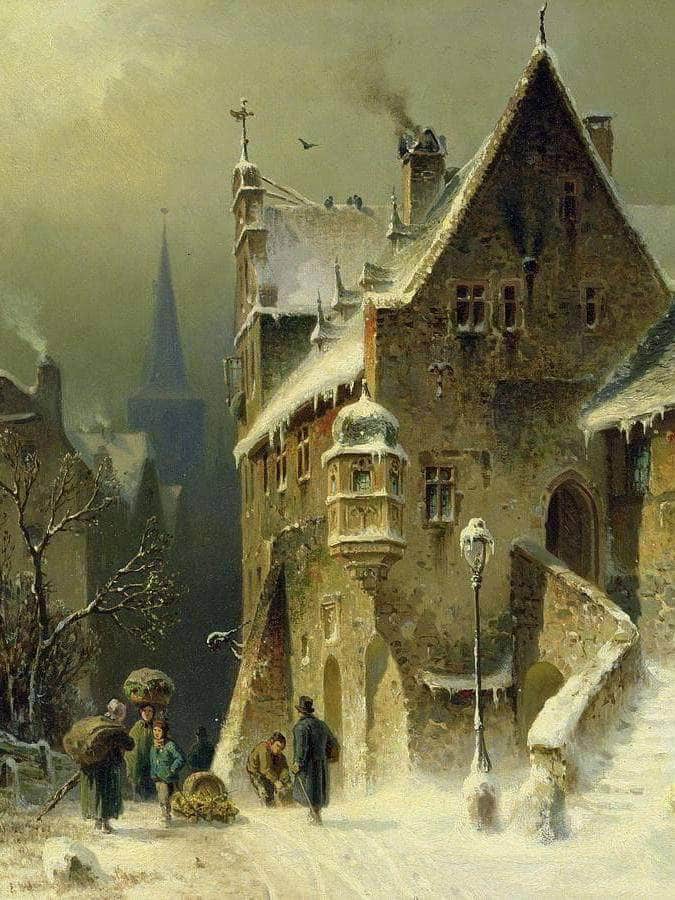 A Small Town In The Rhine By August Eduard Schliecker Fine Art Print
