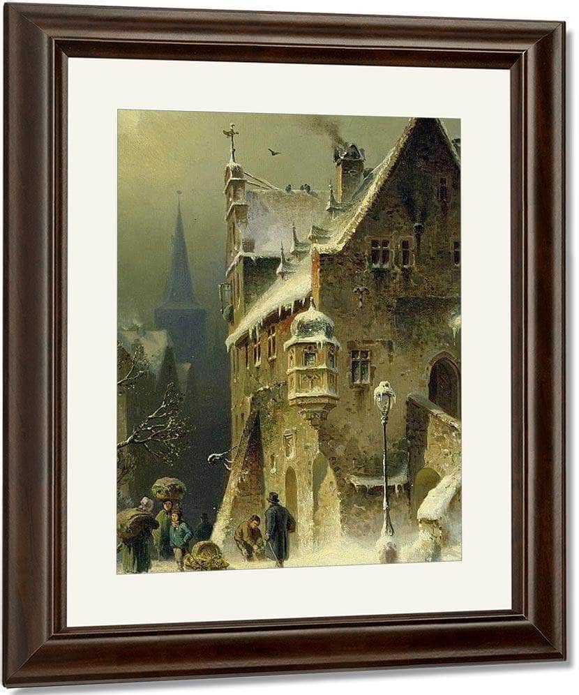 A Small Town In The Rhine By August Eduard Schliecker Fine Art Print