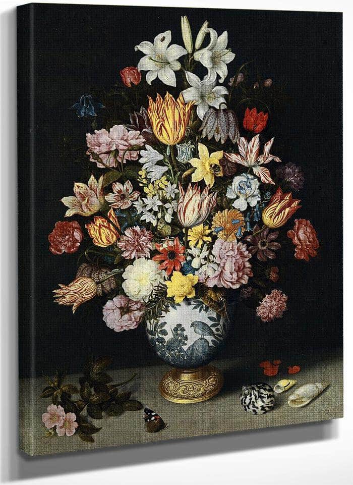 A Still Life Of Flowers In A Wan Li Vase By Ambrosius Bosschaert The Elder Fine Art Print