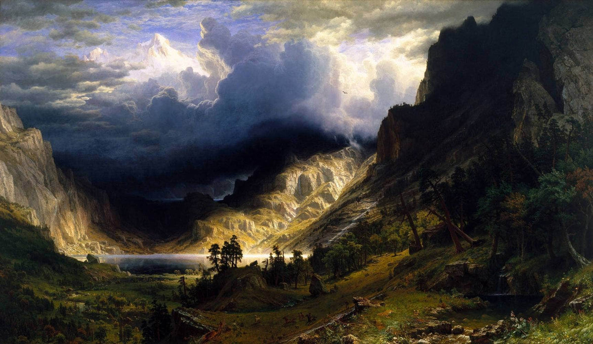 A Storm In The Rocky Mountains, Mt. Rosalie Painting Bierstadt Canvas Art Fine Art Print