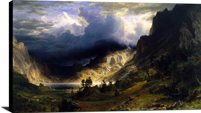 A Storm In The Rocky Mountains, Mt. Rosalie Painting Bierstadt Canvas Art Fine Art Print
