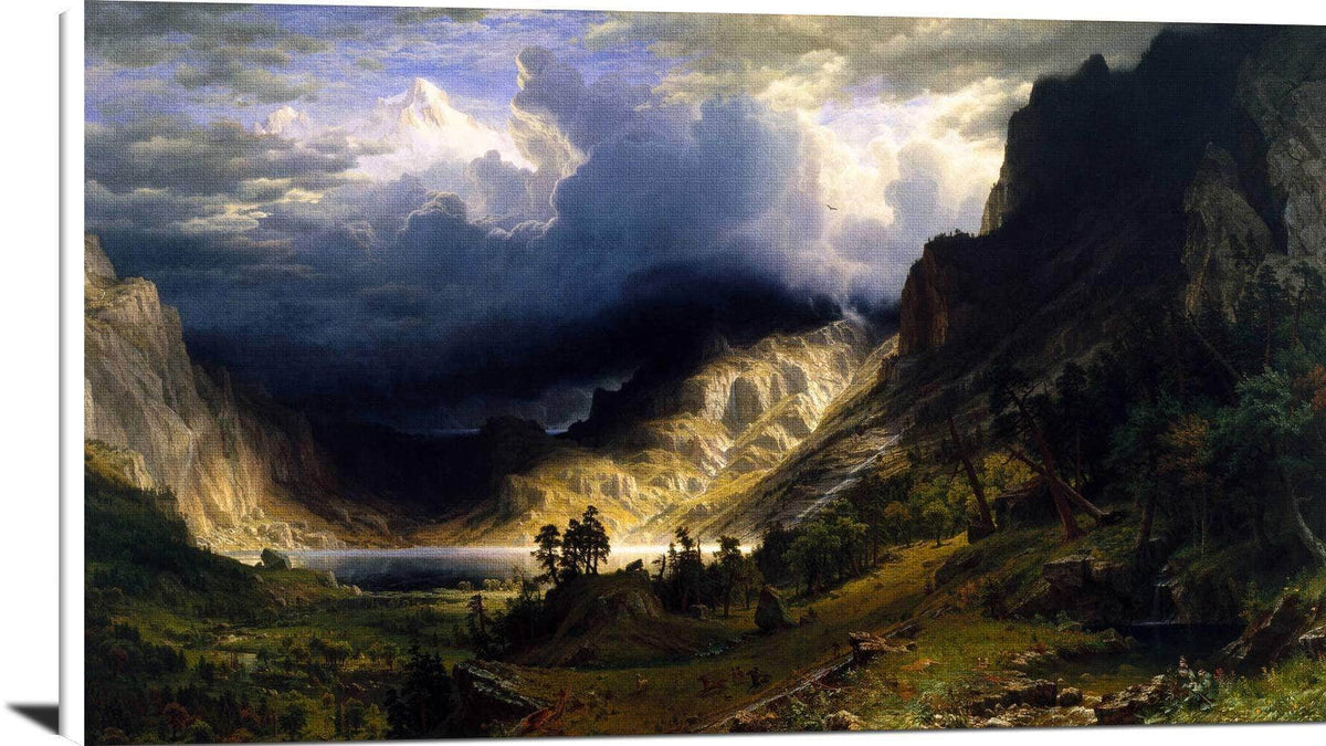A Storm In The Rocky Mountains, Mt. Rosalie Painting Bierstadt Canvas Art Fine Art Print