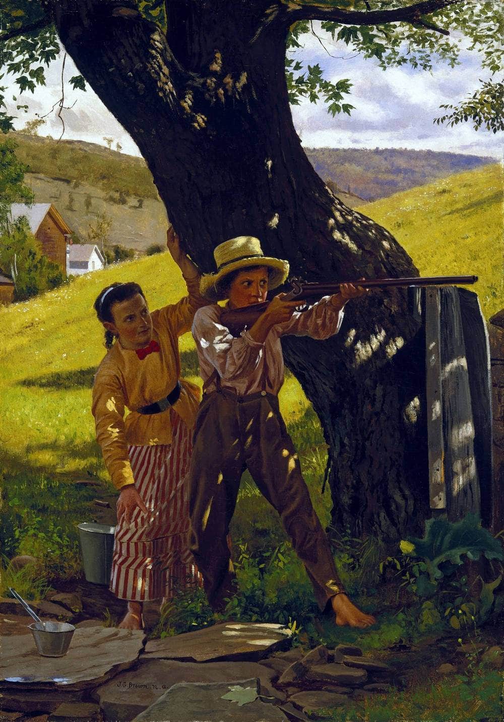 A Sure Shot Painting John George Brown Canvas Art Fine Art Print
