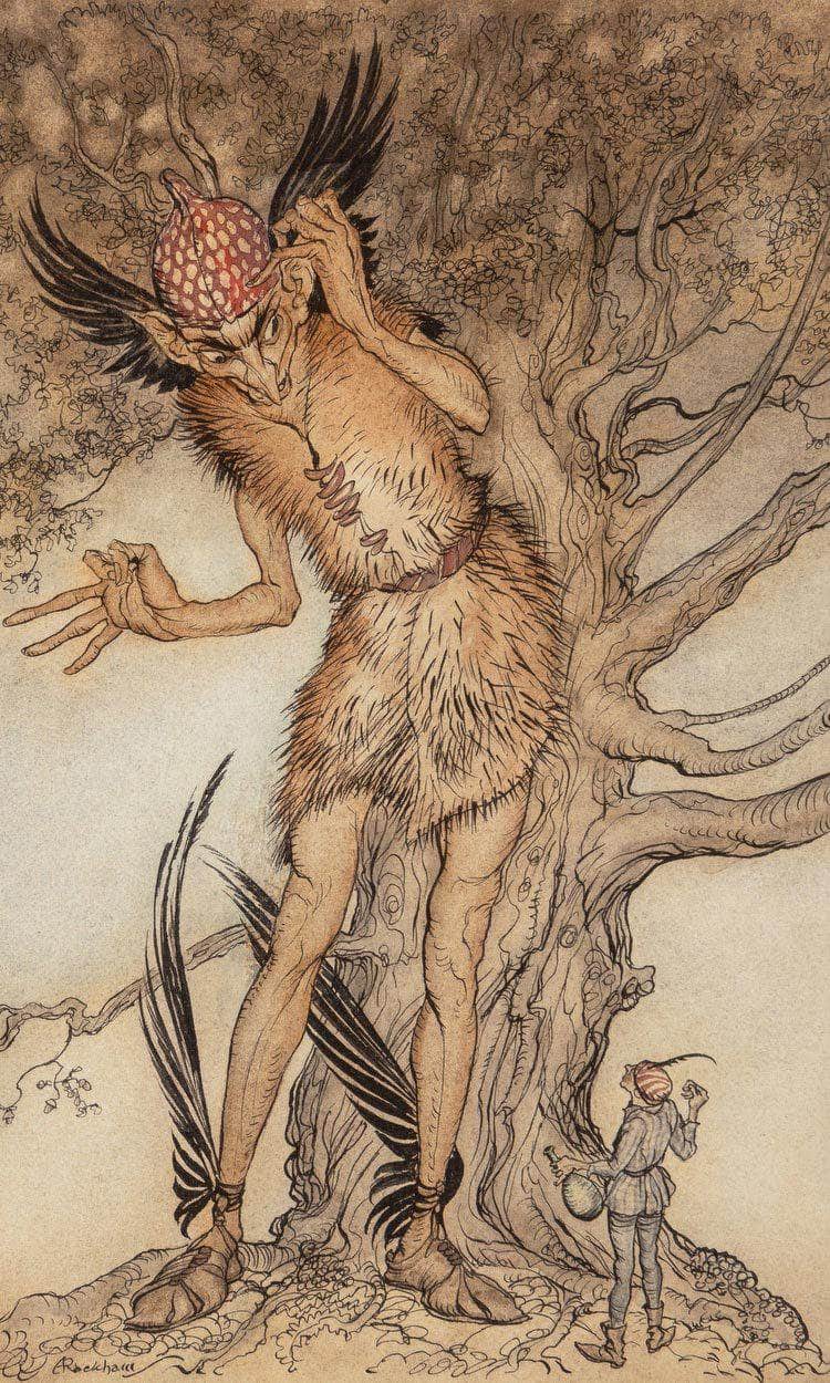 A Terrible Fellow Little Brother And Little Sister Interior Illustration 1917 By Arthur Rackham Fine Art Print