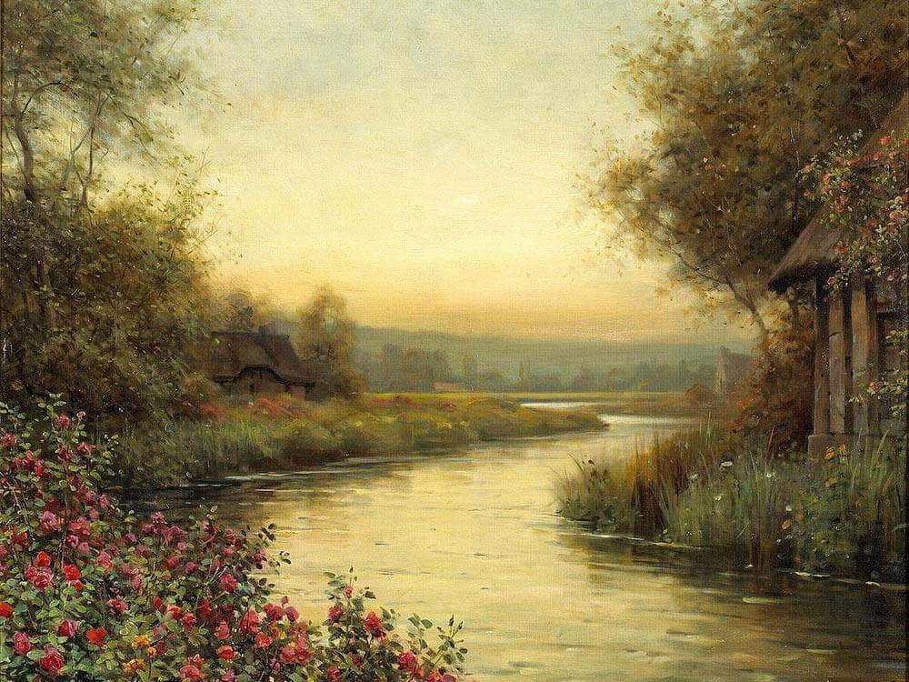 A Tranquil River Landscape By Louis Aston Knight Fine Art Print