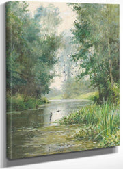 A Tranquil River Scene By Louis Aston Knight Fine Art Print