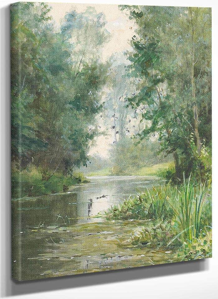 A Tranquil River Scene By Louis Aston Knight Fine Art Print