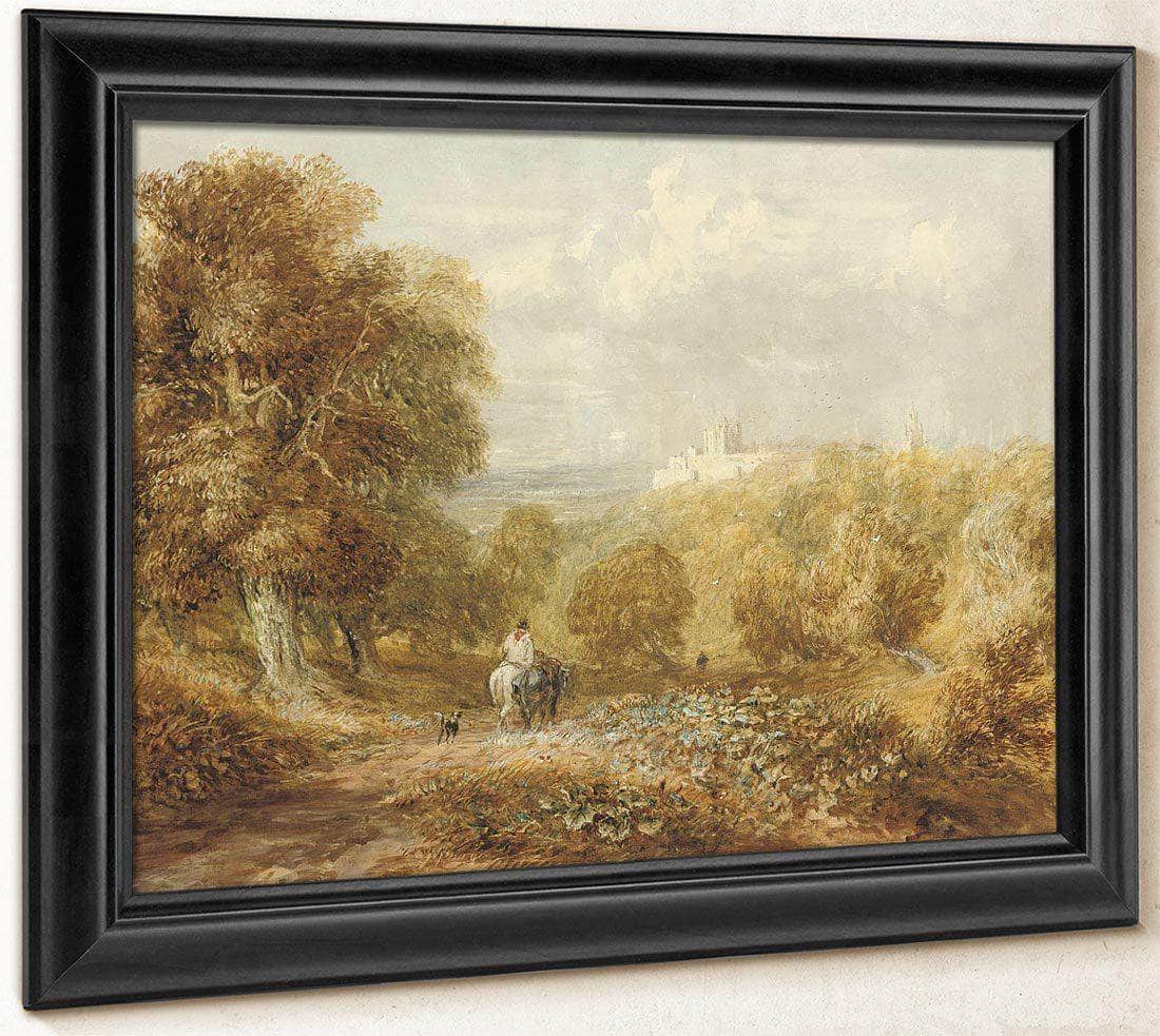 A Traveller On A Track Below Bolsover Castle Derbyshire By David Cox Fine Art Print