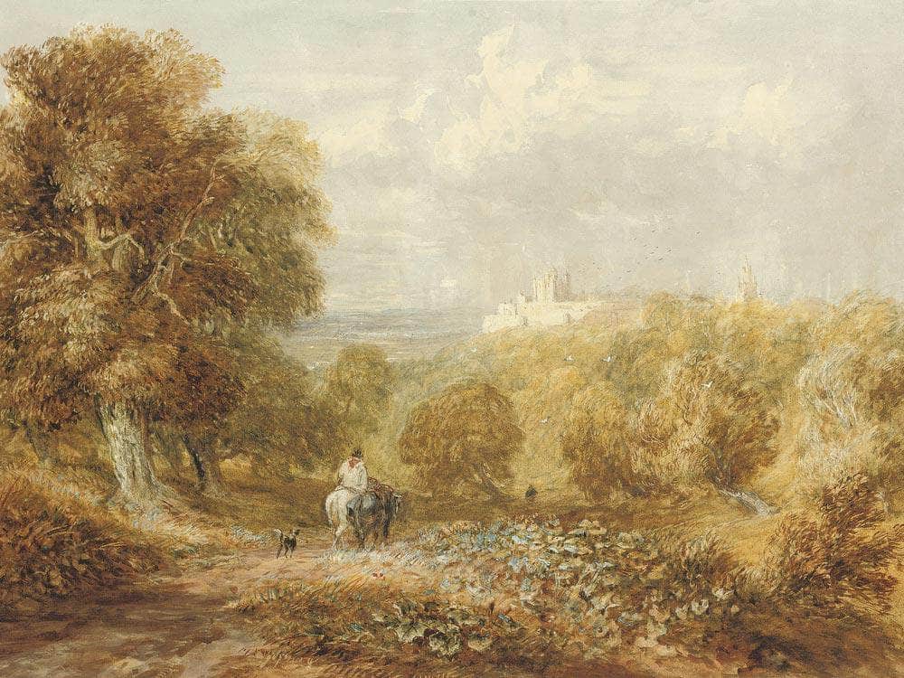 A Traveller On A Track Below Bolsover Castle Derbyshire By David Cox Fine Art Print
