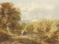 A Traveller On A Track Below Bolsover Castle Derbyshire By David Cox Fine Art Print