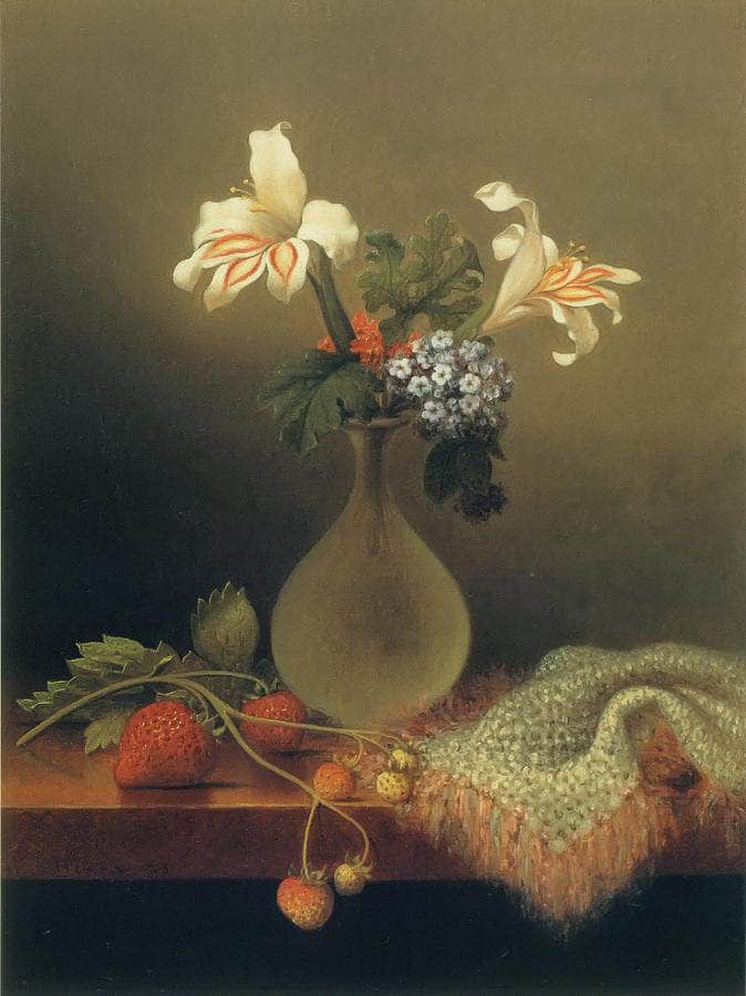 A Vase Of Corn Lilies And Heliotrope By Martin Johnson Heade Fine Art Print