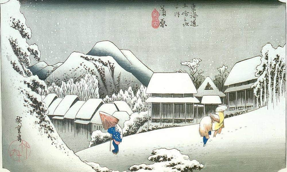 A Village In The Snow By Hiroshige Fine Art Print