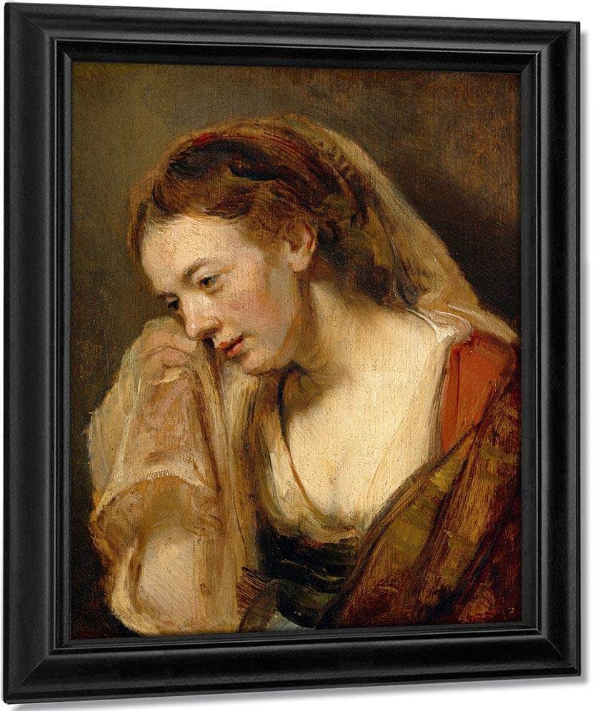 A Weeping Woman By Rembrandt Fine Art Print