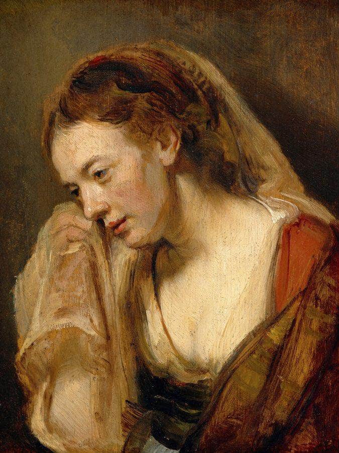 A Weeping Woman By Rembrandt Fine Art Print