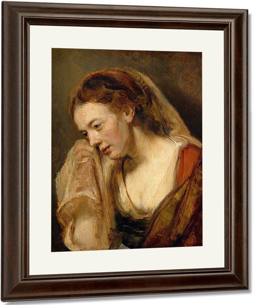 A Weeping Woman By Rembrandt Fine Art Print
