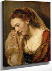 A Weeping Woman By Rembrandt Fine Art Print