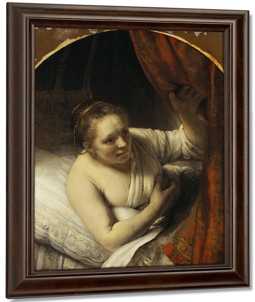 A Woman In Bed By Rembrandt Fine Art Print