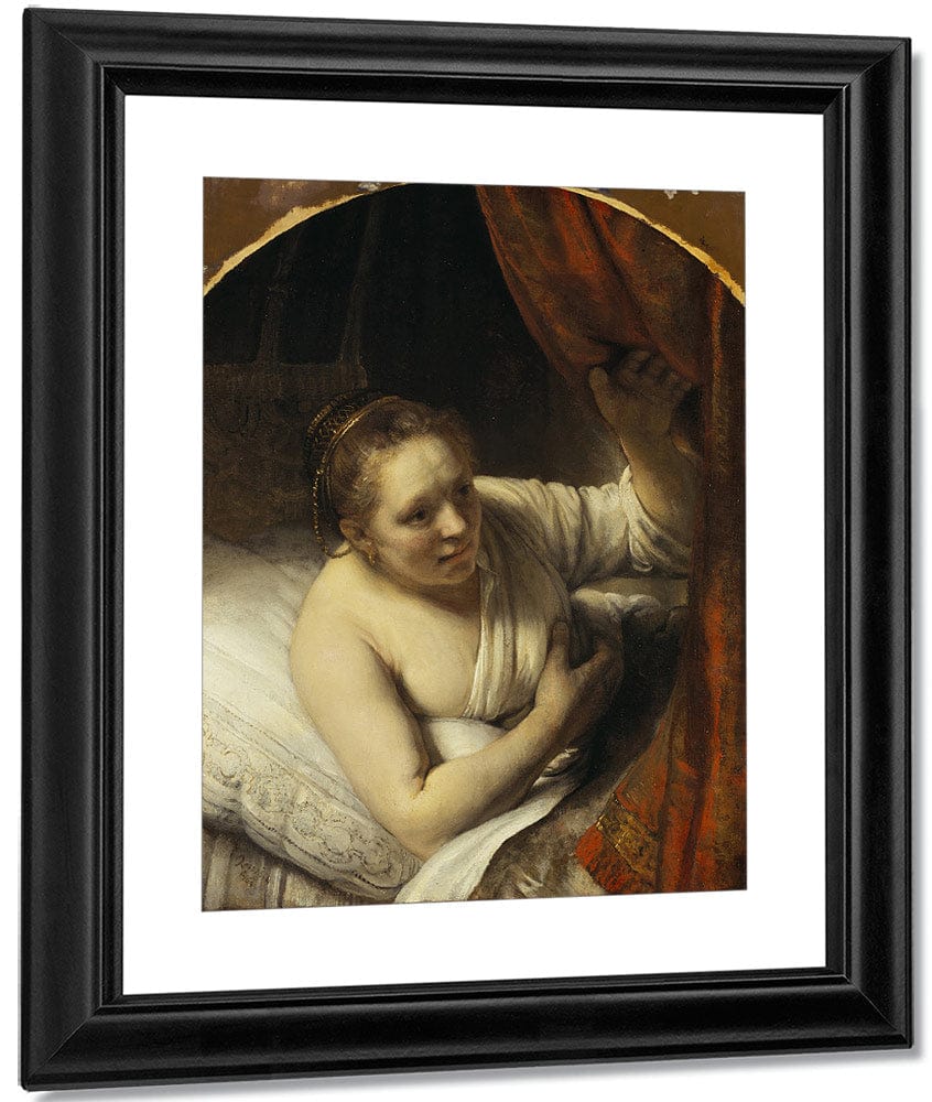 A Woman In Bed By Rembrandt Fine Art Print