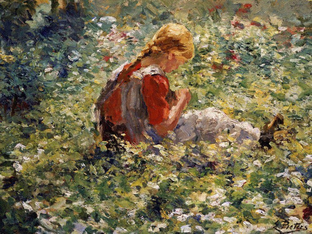A Young Girl In A Flower Garden By Evert Pieters Fine Art Print