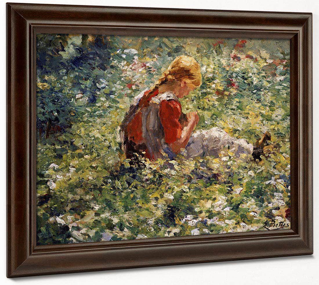 A Young Girl In A Flower Garden By Evert Pieters Fine Art Print