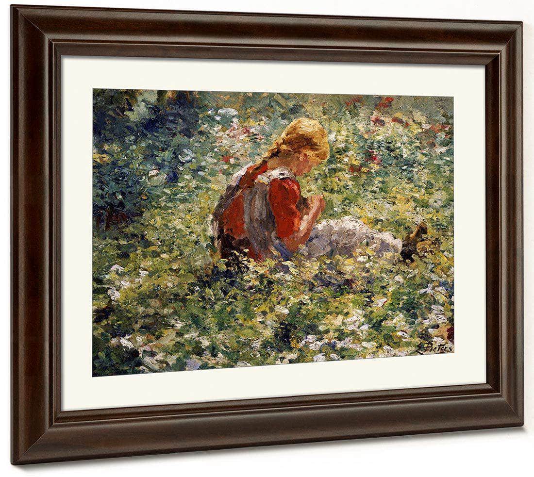 A Young Girl In A Flower Garden By Evert Pieters Fine Art Print
