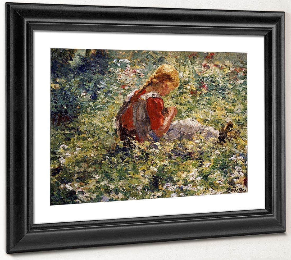 A Young Girl In A Flower Garden By Evert Pieters Fine Art Print