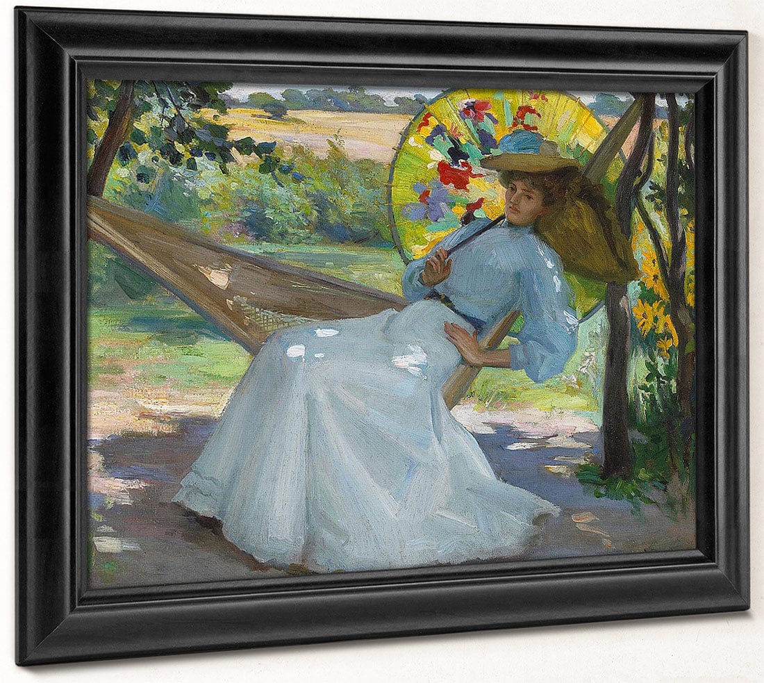 A Young Girl In A Hammock By Studio Of Joseph Kleitsch Fine Art Print