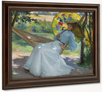 A Young Girl In A Hammock By Studio Of Joseph Kleitsch Fine Art Print