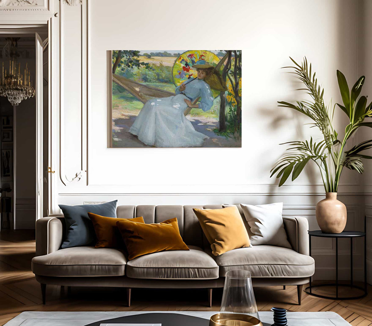 A Young Girl In A Hammock By Studio Of Joseph Kleitsch Fine Art Print