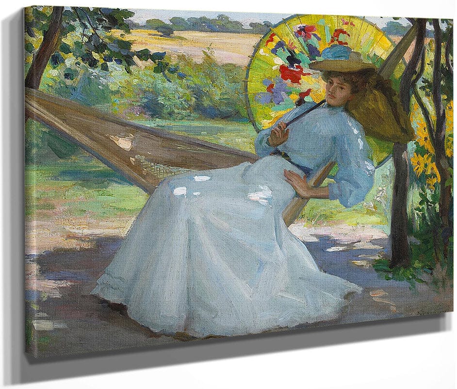 A Young Girl In A Hammock By Studio Of Joseph Kleitsch Fine Art Print