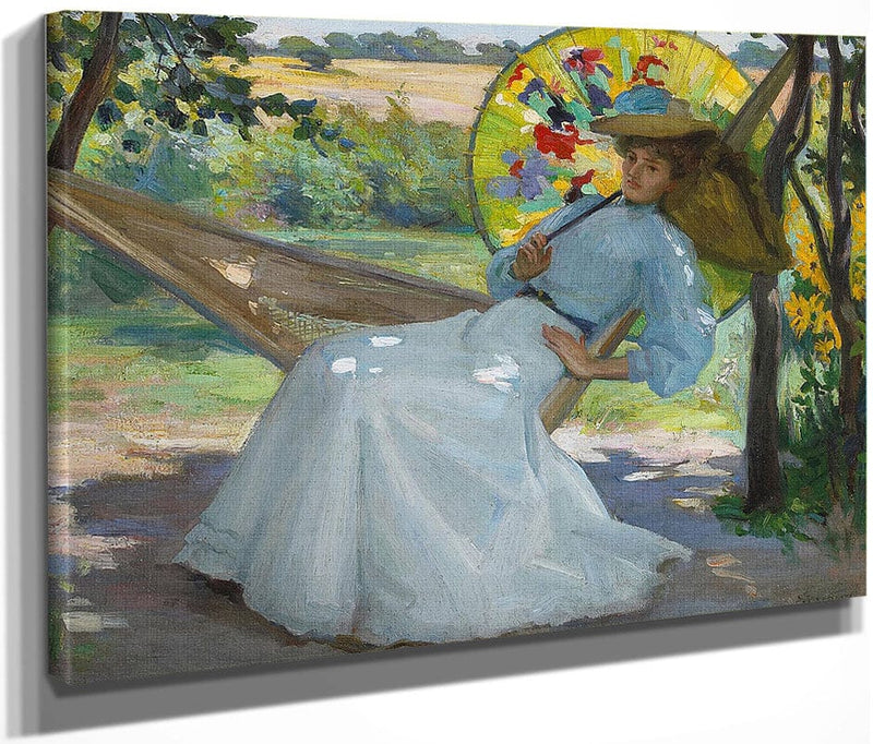 A Young Girl In A Hammock By Studio Of Joseph Kleitsch Fine Art Print