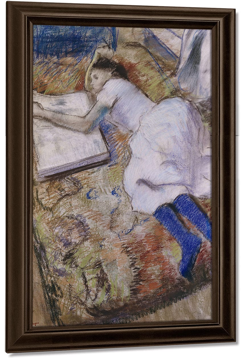 A Young Girl Stretched Out And Looking At An Album By Edgar Degas Fine Art Print