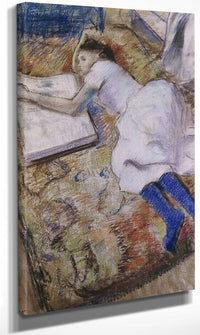 A Young Girl Stretched Out And Looking At An Album By Edgar Degas Fine Art Print