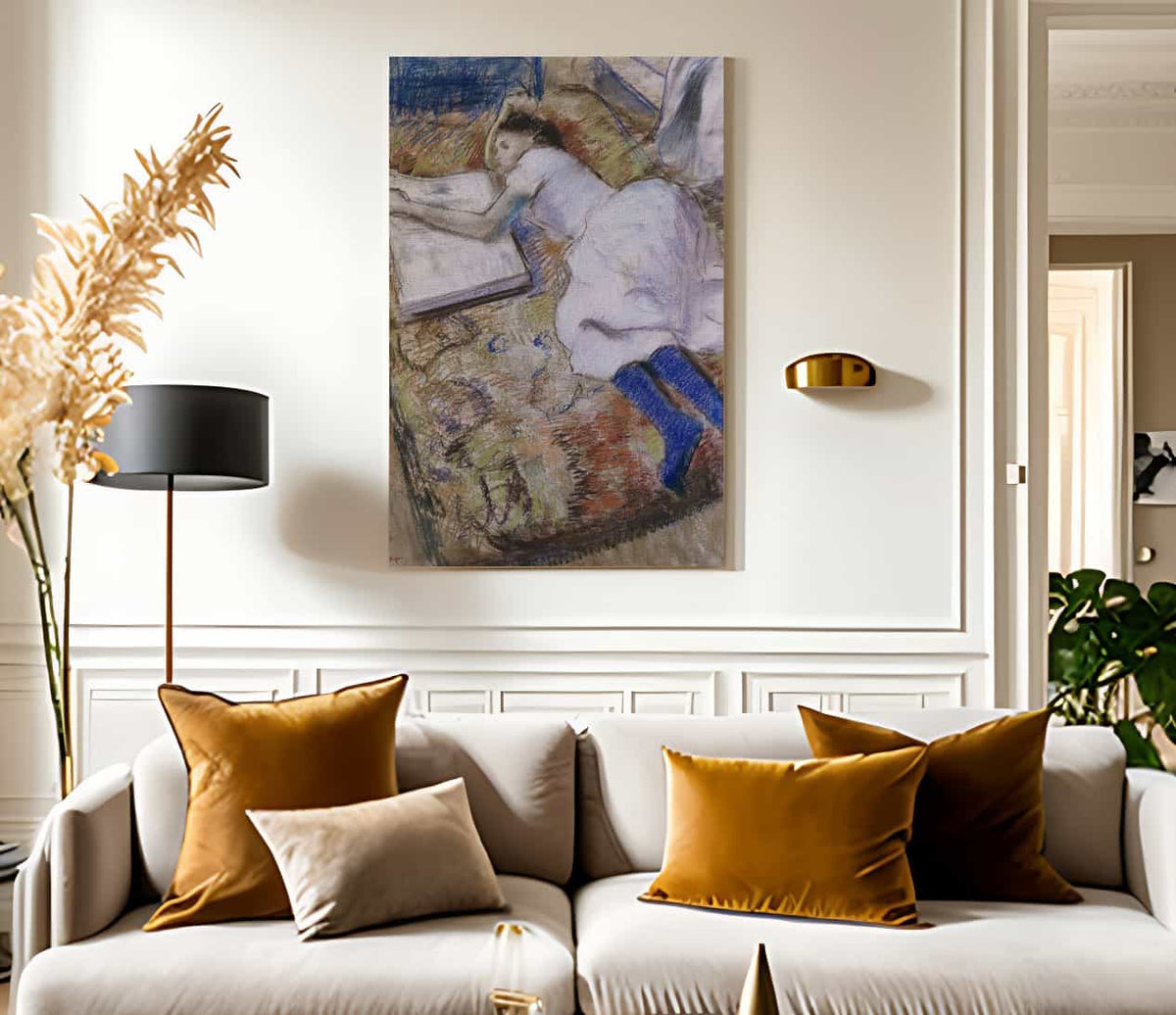 A Young Girl Stretched Out And Looking At An Album By Edgar Degas Fine Art Print