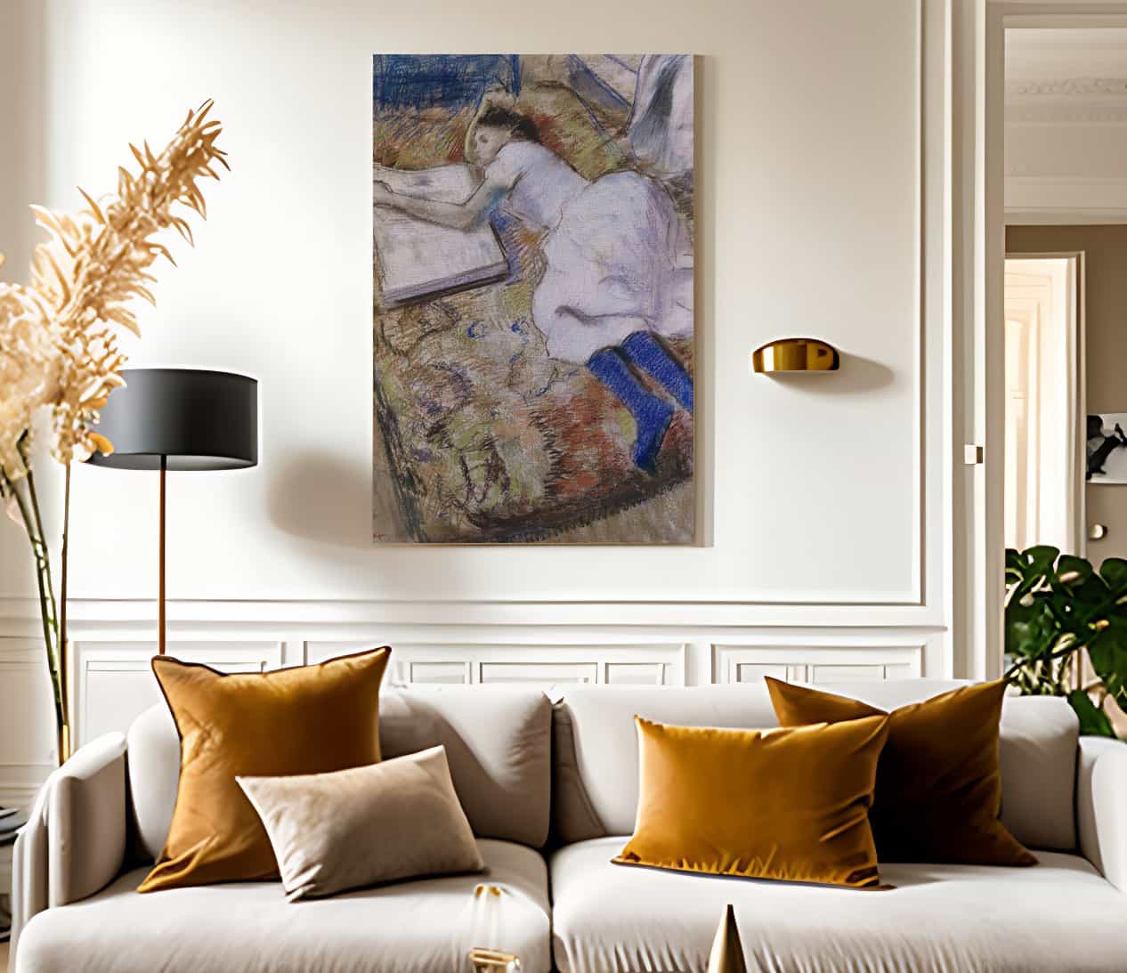 A Young Girl Stretched Out And Looking At An Album By Edgar Degas Fine Art Print