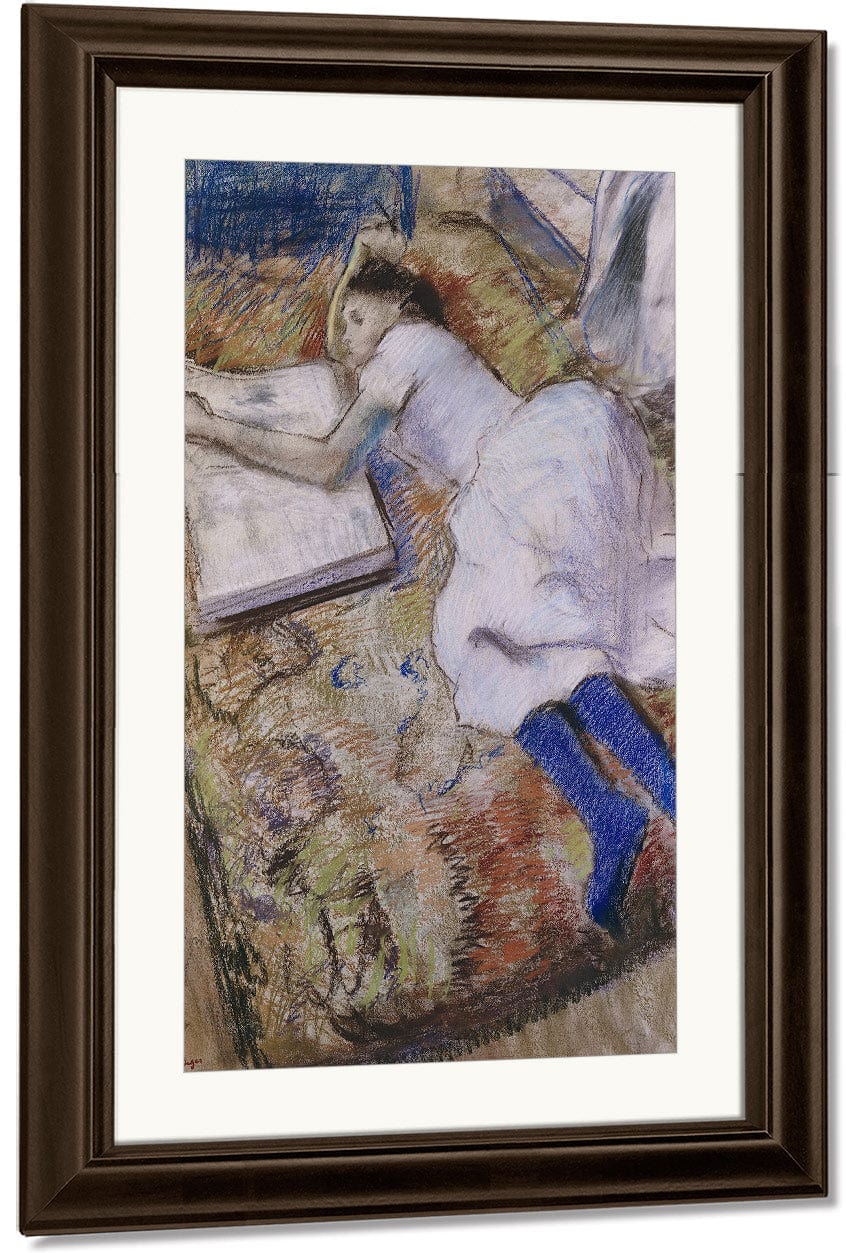 A Young Girl Stretched Out And Looking At An Album By Edgar Degas Fine Art Print