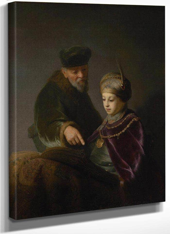 A Young Scholar And His Tutor By Rembrandt Fine Art Print