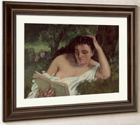 A Young Woman Reading By Gusave Courbet Fine Art Print