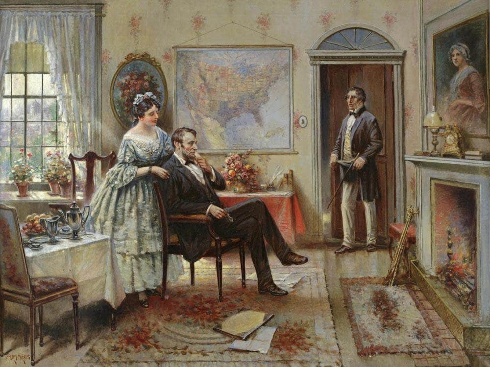 Abe And Mary Todd Lincoln By Edward Percy Moran Fine Art Print