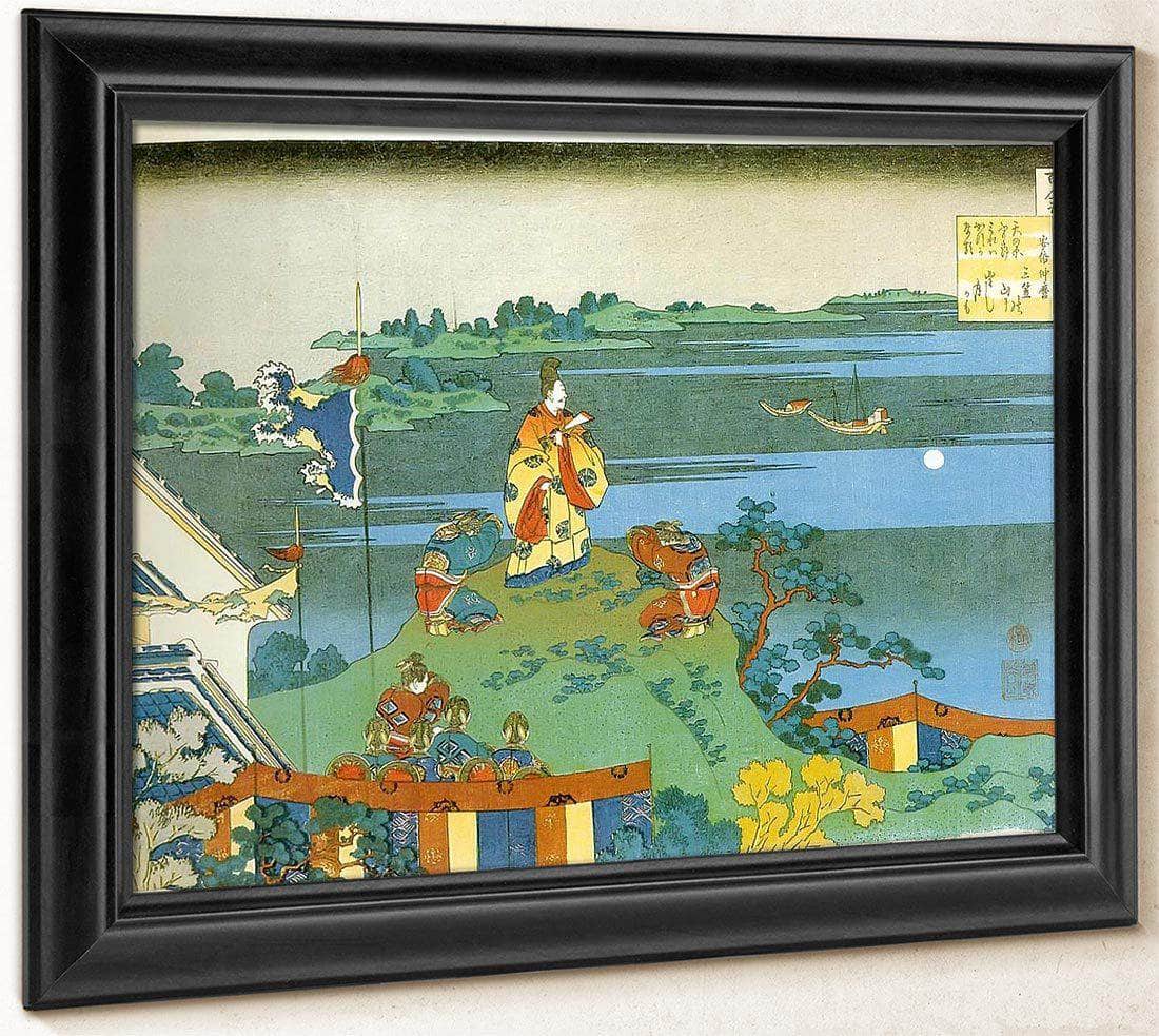 Abe No Nakamaro Watching The Moon From A Hill By Hokusai Fine Art Print