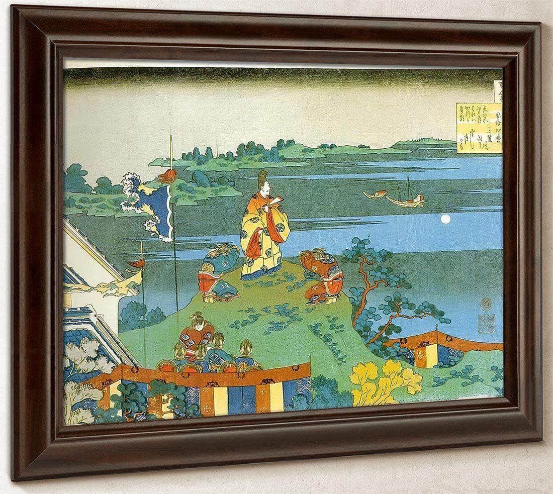 Abe No Nakamaro Watching The Moon From A Hill By Hokusai Fine Art Print