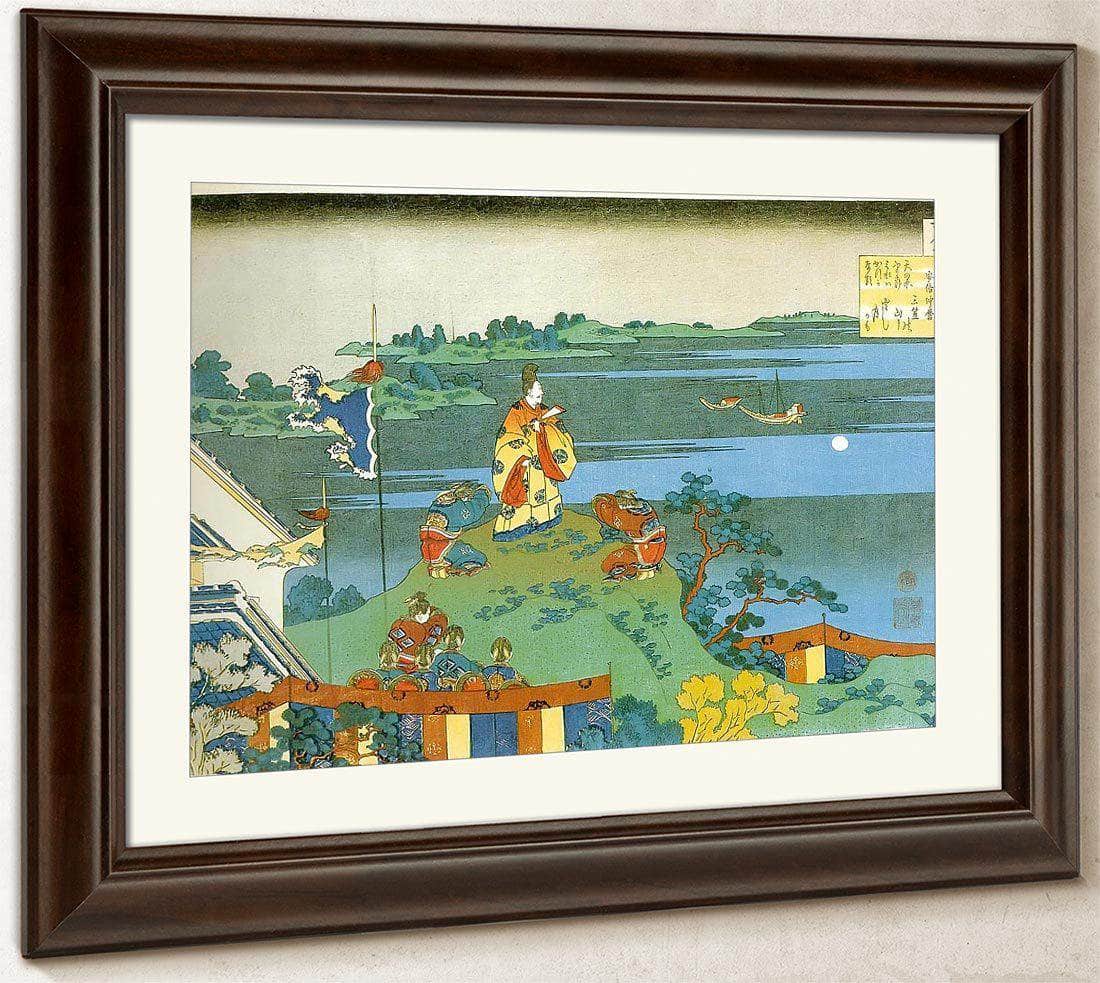 Abe No Nakamaro Watching The Moon From A Hill By Hokusai Fine Art Print