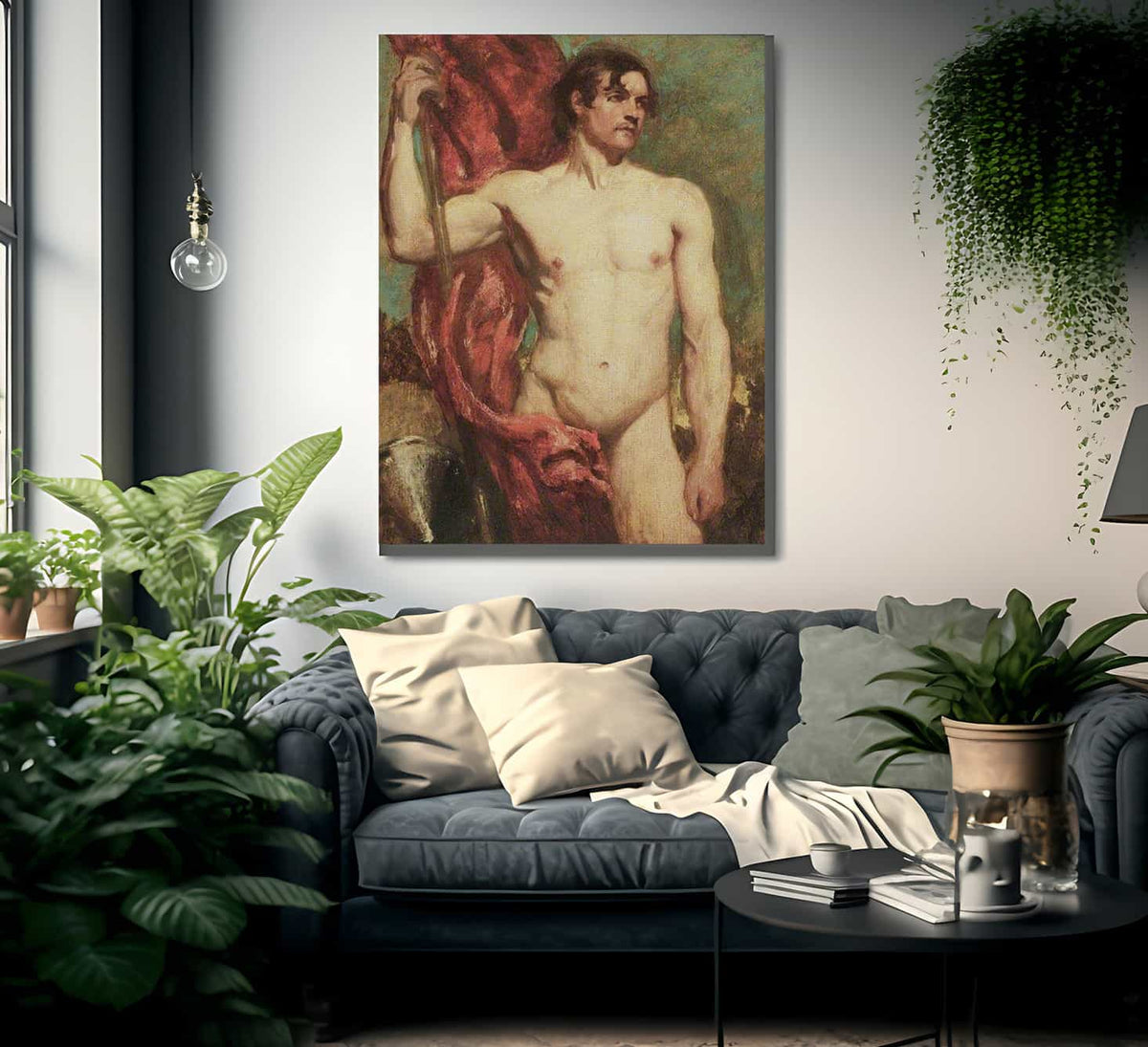 Academic Study Of A Male Nude As A Standard Bearer By William Etty Fine Art Print