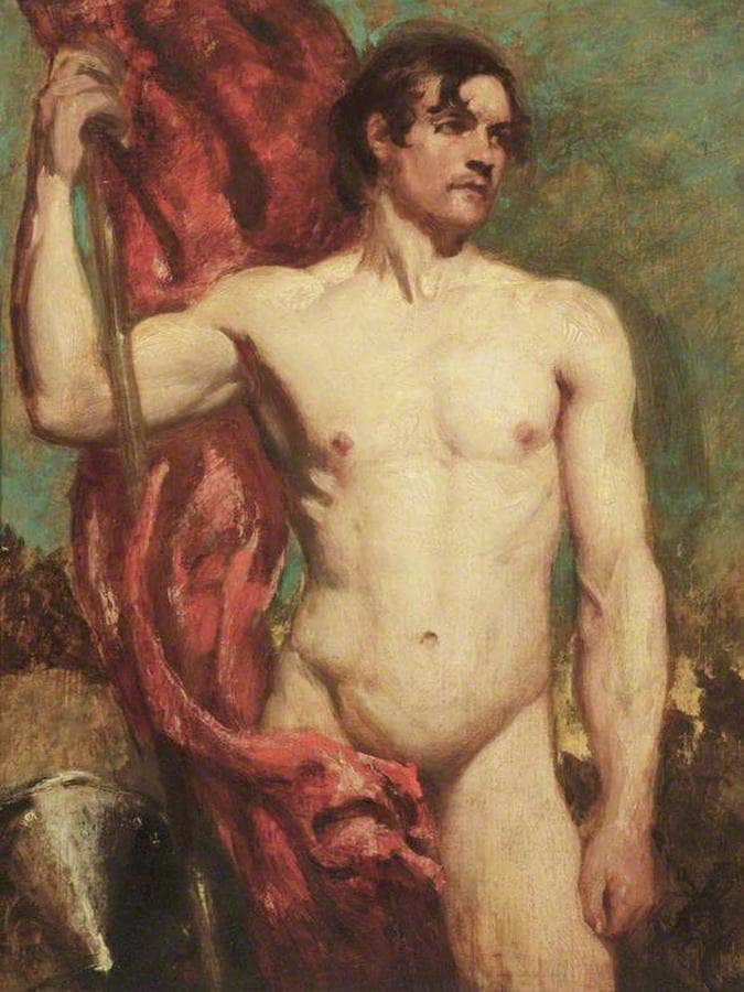 Academic Study Of A Male Nude As A Standard Bearer By William Etty Fine Art Print