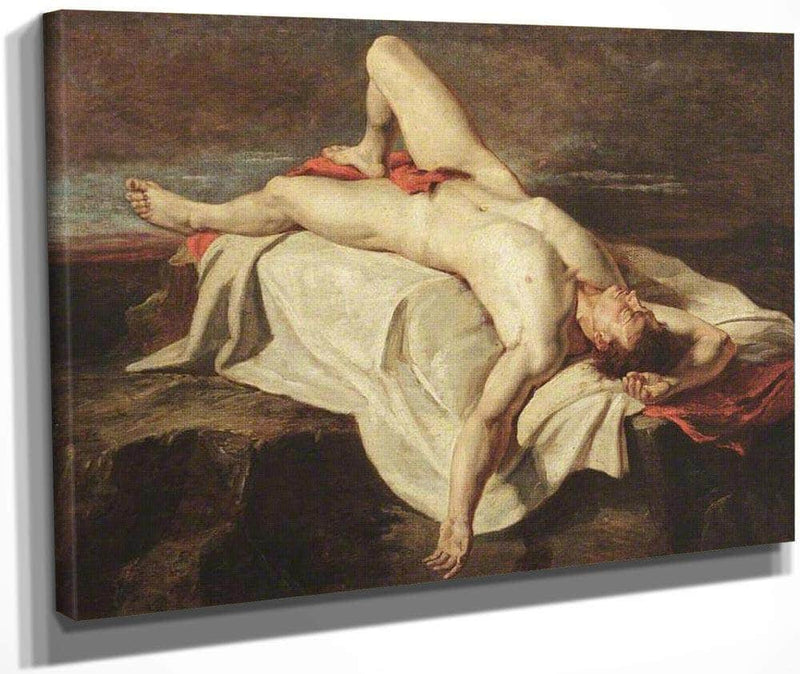 Academic Study Of A Male Nude Lying On A Shroud On Rocks By William Etty Fine Art Print