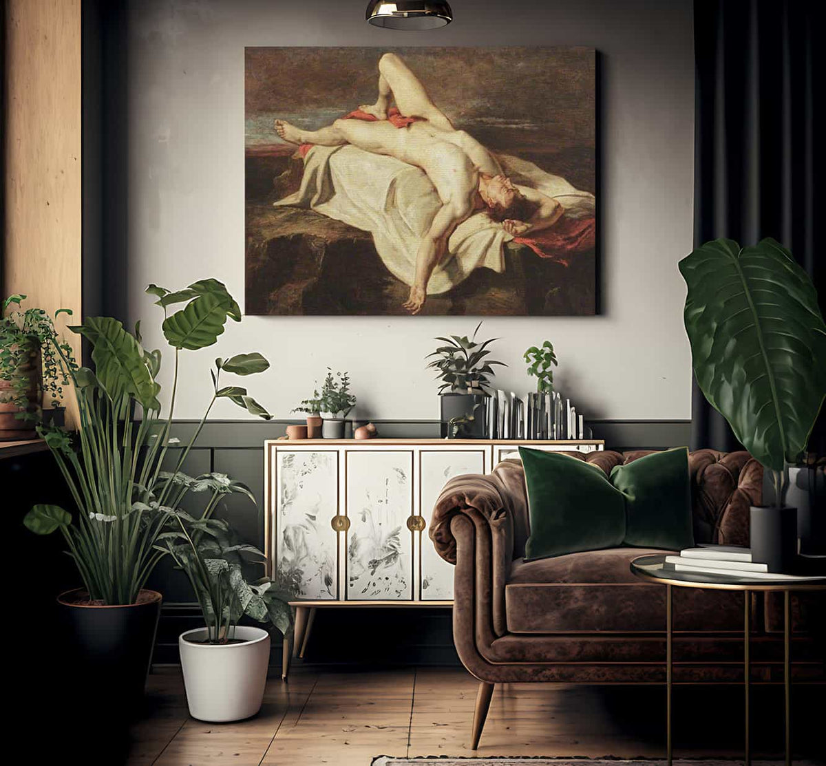 Academic Study Of A Male Nude Lying On A Shroud On Rocks By William Etty Fine Art Print