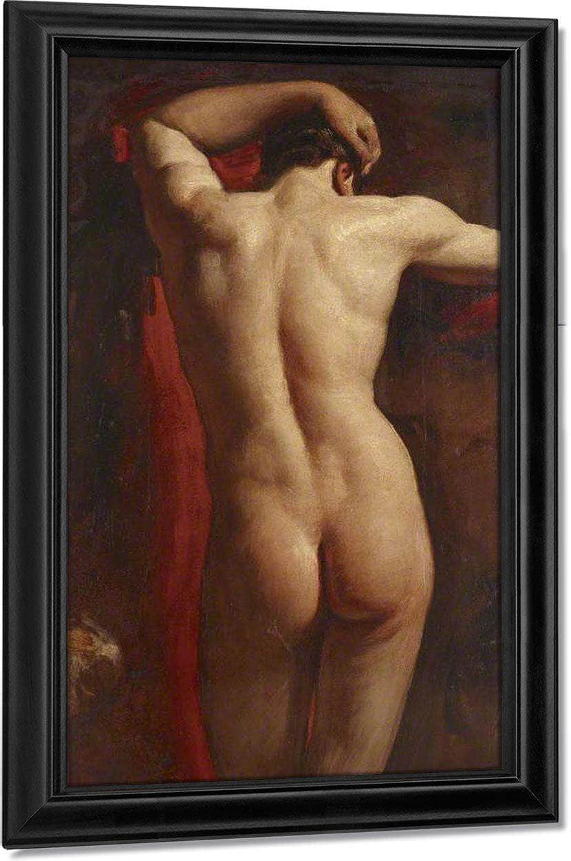 Academic Study Of A Male Nude, Seen From Behind By William Etty Fine Art Print