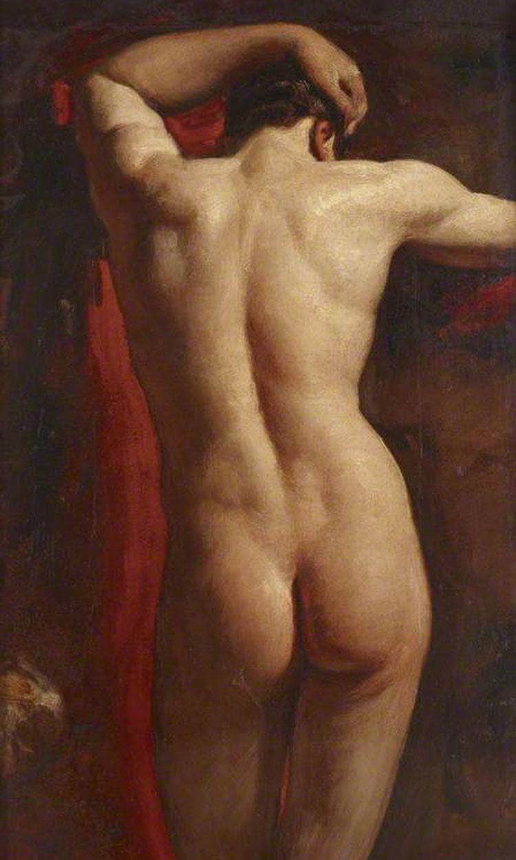 Academic Study Of A Male Nude, Seen From Behind By William Etty Fine Art Print